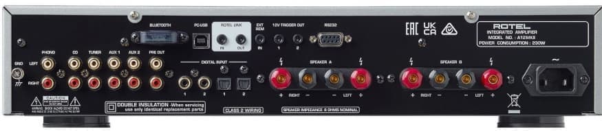 Rotel A12 MKII integrated amplifier back