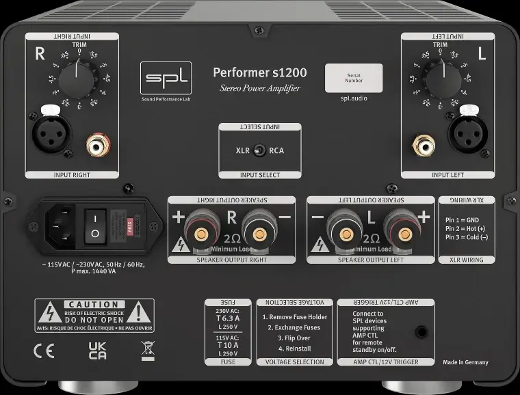 SPL Performer s1200 Power Amplifier Back